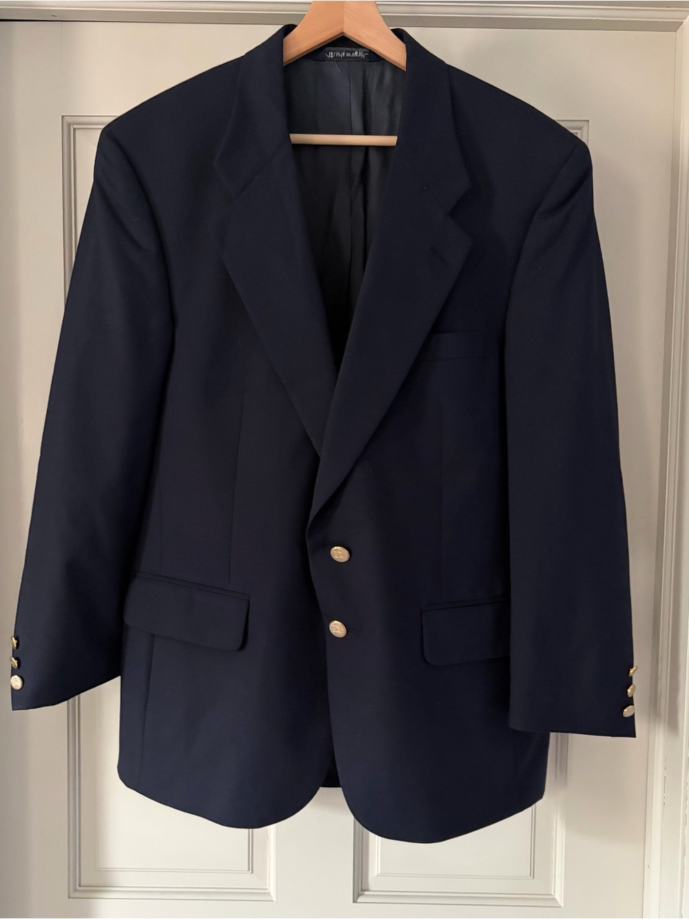 Vintage Burberry Navy Wool Mens Suit Jacket
